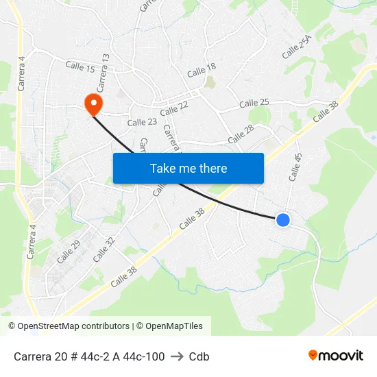 Carrera 20 # 44c-2 A 44c-100 to Cdb map
