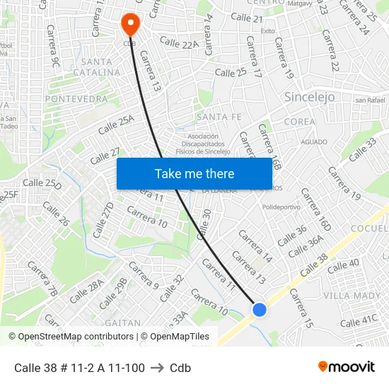 Calle 38 # 11-2 A 11-100 to Cdb map