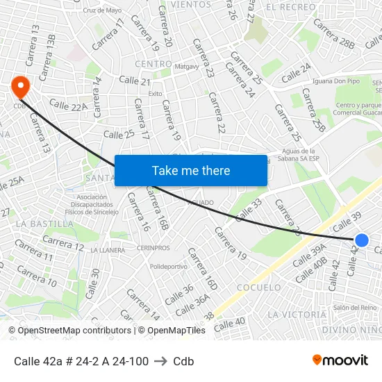 Calle 42a # 24-2 A 24-100 to Cdb map