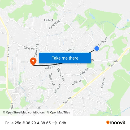 Calle 25a # 38-29 A 38-65 to Cdb map