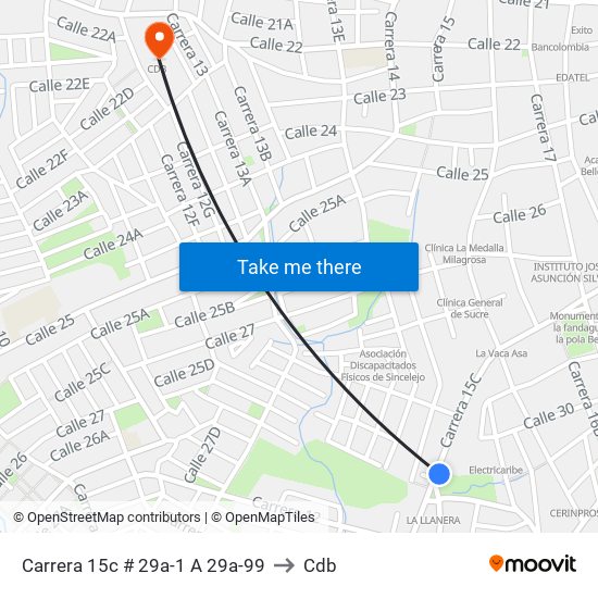 Carrera 15c # 29a-1 A 29a-99 to Cdb map