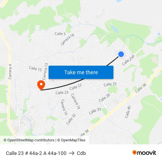 Calle 23 # 44a-2 A 44a-100 to Cdb map