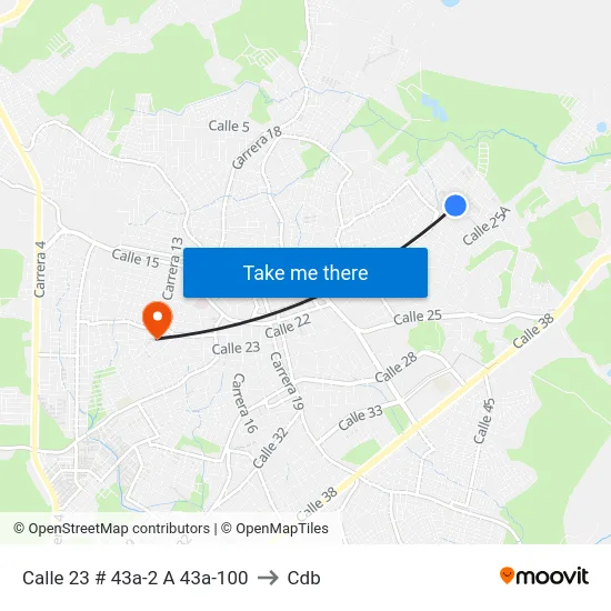 Calle 23 # 43a-2 A 43a-100 to Cdb map