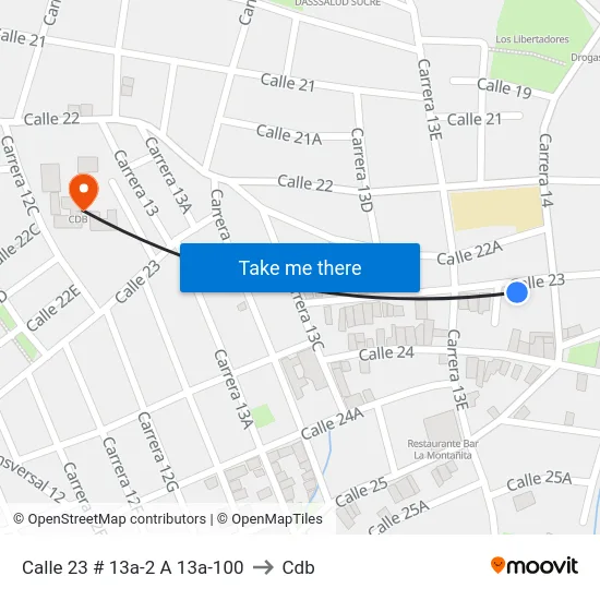 Calle 23 # 13a-2 A 13a-100 to Cdb map