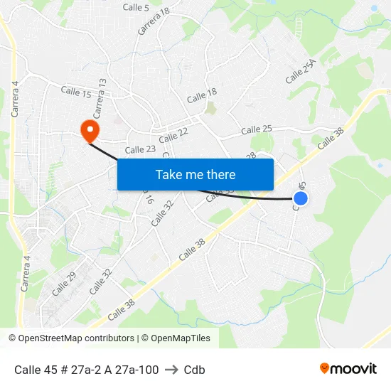 Calle 45 # 27a-2 A 27a-100 to Cdb map