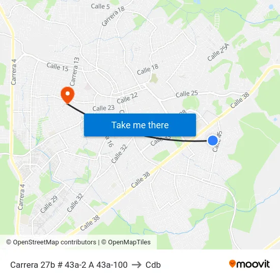 Carrera 27b # 43a-2 A 43a-100 to Cdb map