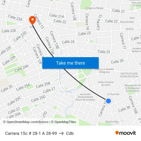 Carrera 15c # 28-1 A 28-99 to Cdb map