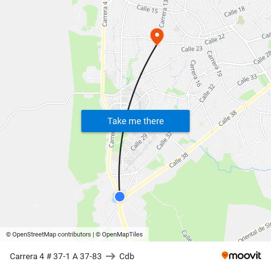 Carrera 4 # 37-1 A 37-83 to Cdb map