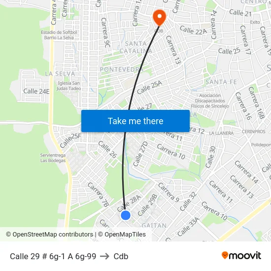 Calle 29 # 6g-1 A 6g-99 to Cdb map