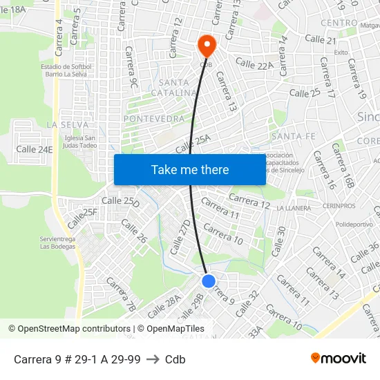 Carrera 9 # 29-1 A 29-99 to Cdb map