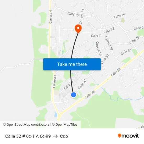 Calle 32 # 6c-1 A 6c-99 to Cdb map