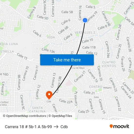 Carrera 18 # 5b-1 A 5b-99 to Cdb map