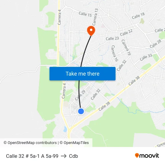 Calle 32 # 5a-1 A 5a-99 to Cdb map