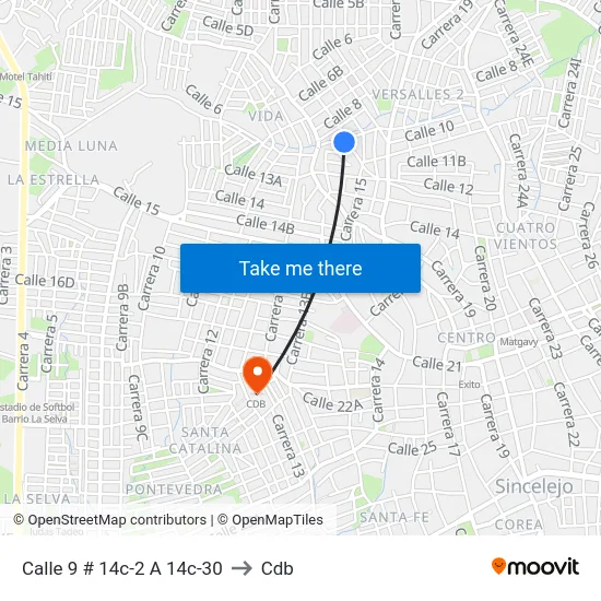 Calle 9 # 14c-2 A 14c-30 to Cdb map