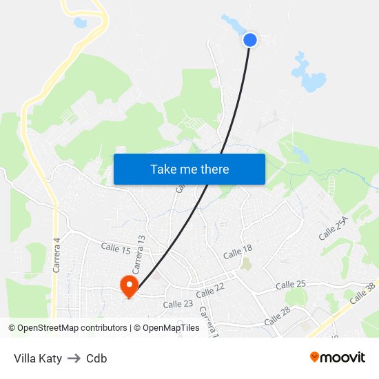 Villa Katy to Cdb map