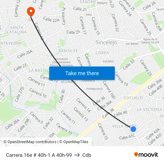 Carrera 16e # 40h-1 A 40h-99 to Cdb map
