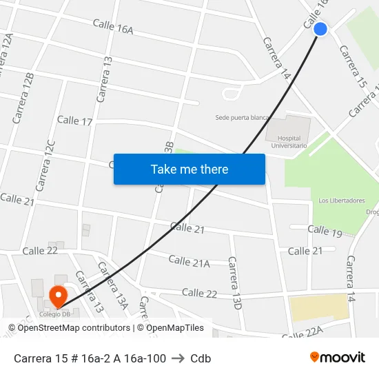 Carrera 15 # 16a-2 A 16a-100 to Cdb map