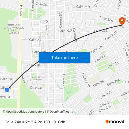 Calle 24e # 2c-2 A 2c-100 to Cdb map