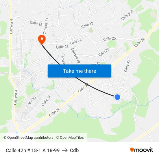 Calle 42h # 18-1 A 18-99 to Cdb map