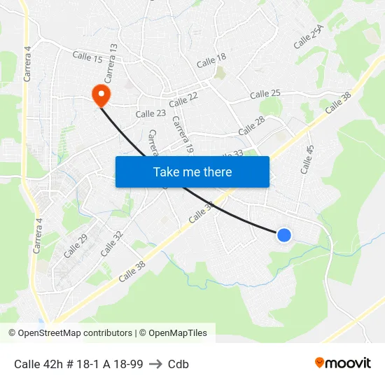 Calle 42h # 18-1 A 18-99 to Cdb map