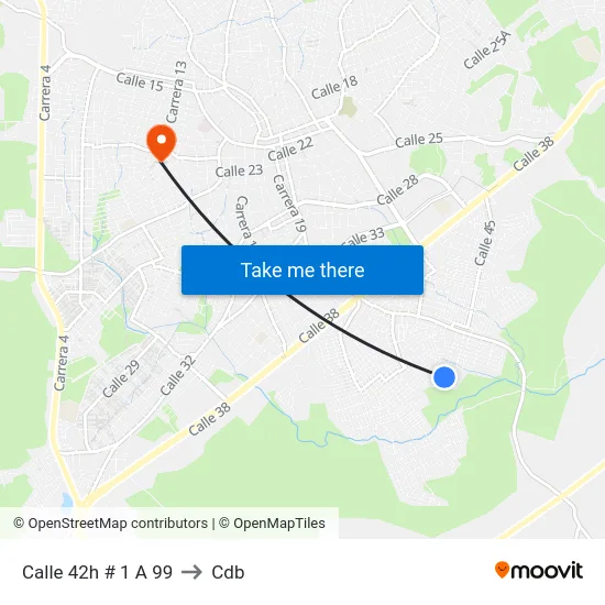 Calle 42h # 1 A 99 to Cdb map