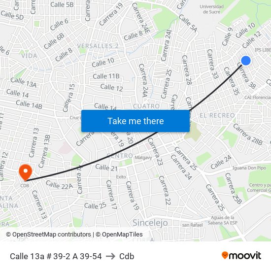 Calle 13a # 39-2 A 39-54 to Cdb map