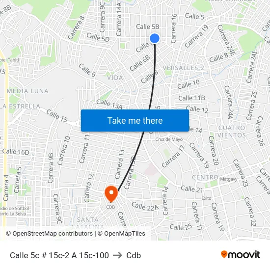 Calle 5c # 15c-2 A 15c-100 to Cdb map