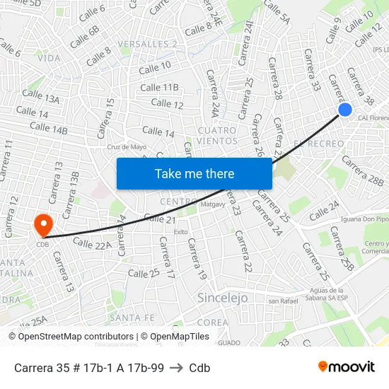 Carrera 35 # 17b-1 A 17b-99 to Cdb map