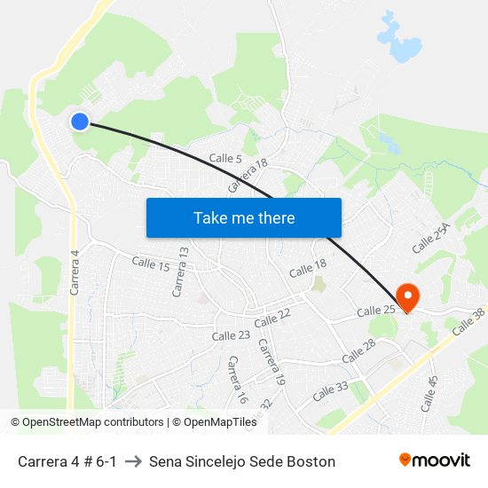 Carrera 4 # 6-1 to Sena Sincelejo Sede Boston map