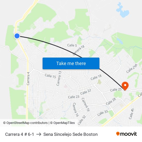 Carrera 4 # 6-1 to Sena Sincelejo Sede Boston map