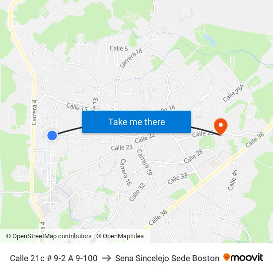 Calle 21c # 9-2 A 9-100 to Sena Sincelejo Sede Boston map