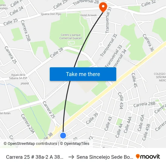 Carrera 25 # 38a-2 A 38a-100 to Sena Sincelejo Sede Boston map