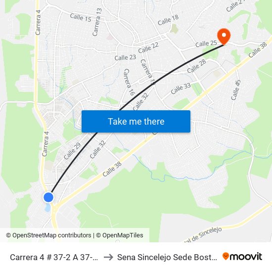 Carrera 4 # 37-2 A 37-84 to Sena Sincelejo Sede Boston map
