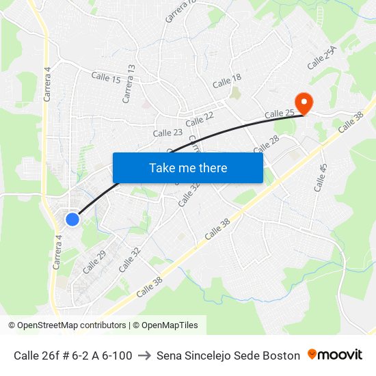 Calle 26f # 6-2 A 6-100 to Sena Sincelejo Sede Boston map