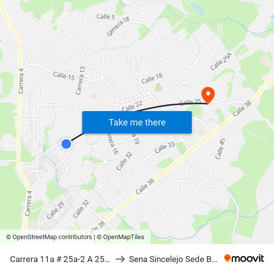 Carrera 11a # 25a-2 A 25a-100 to Sena Sincelejo Sede Boston map
