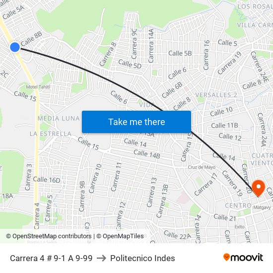 Carrera 4 # 9-1 A 9-99 to Politecnico Indes map