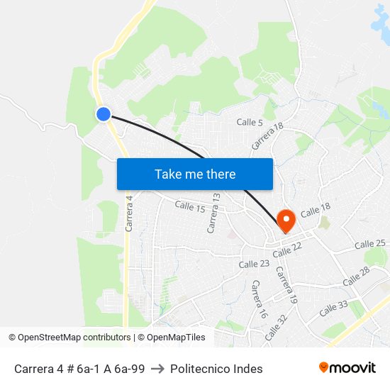 Carrera 4 # 6a-1 A 6a-99 to Politecnico Indes map