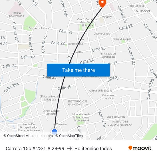 Carrera 15c # 28-1 A 28-99 to Politecnico Indes map