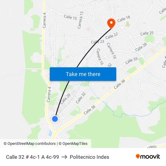 Calle 32 # 4c-1 A 4c-99 to Politecnico Indes map