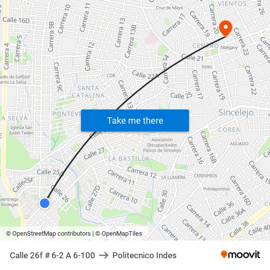 Calle 26f # 6-2 A 6-100 to Politecnico Indes map