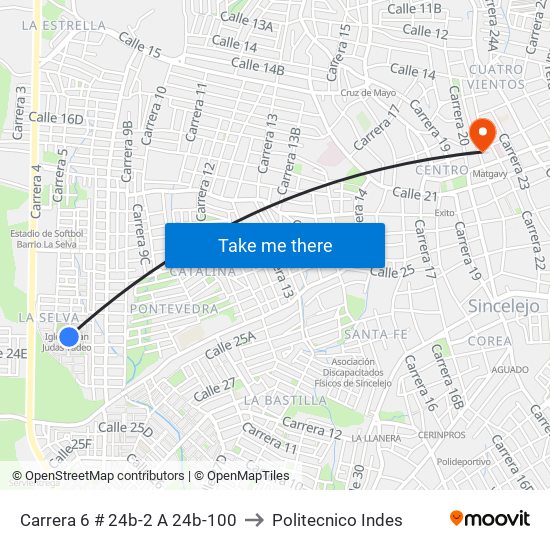 Carrera 6 # 24b-2 A 24b-100 to Politecnico Indes map