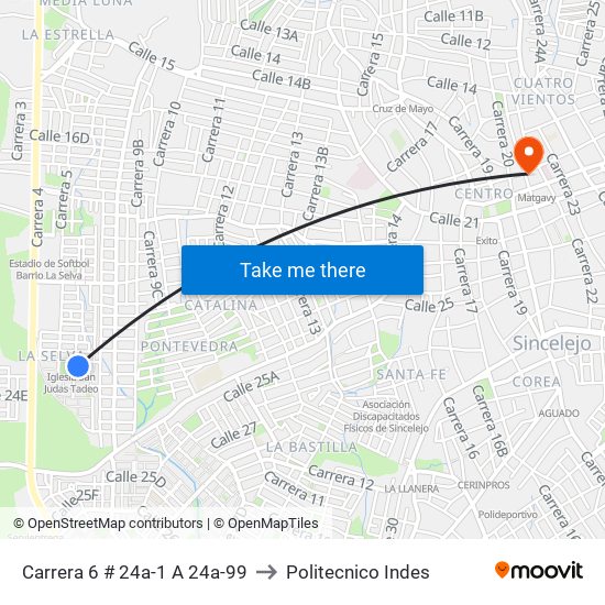 Carrera 6 # 24a-1 A 24a-99 to Politecnico Indes map