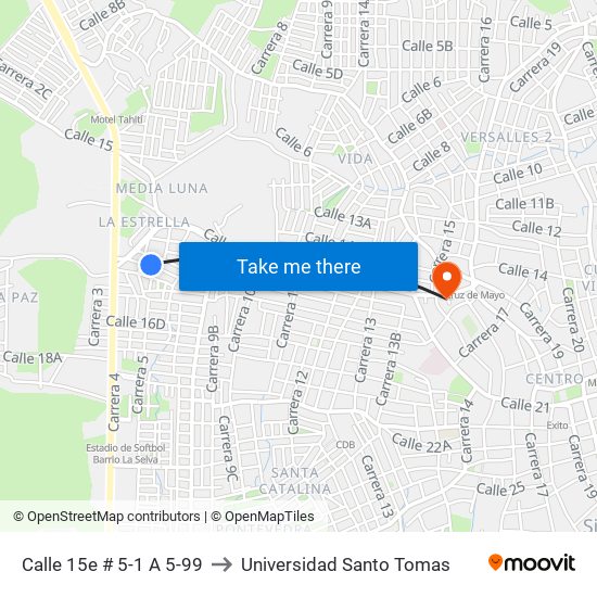 Calle 15e # 5-1 A 5-99 to Universidad Santo Tomas map