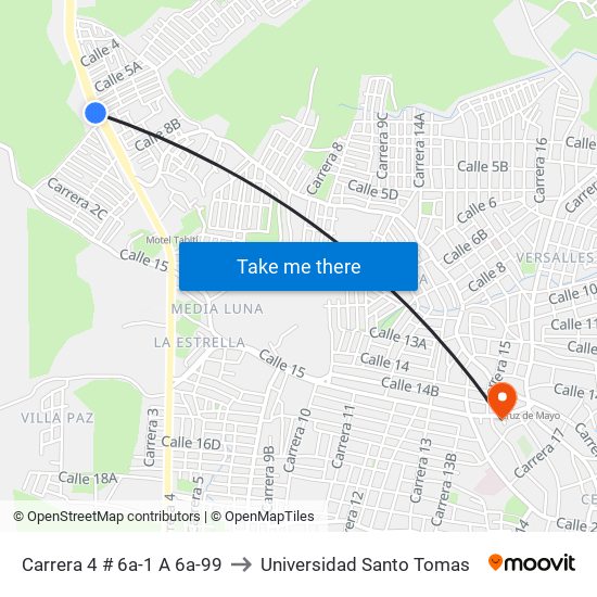 Carrera 4 # 6a-1 A 6a-99 to Universidad Santo Tomas map