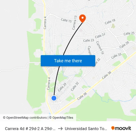Carrera 4d # 29d-2 A 29d-100 to Universidad Santo Tomas map