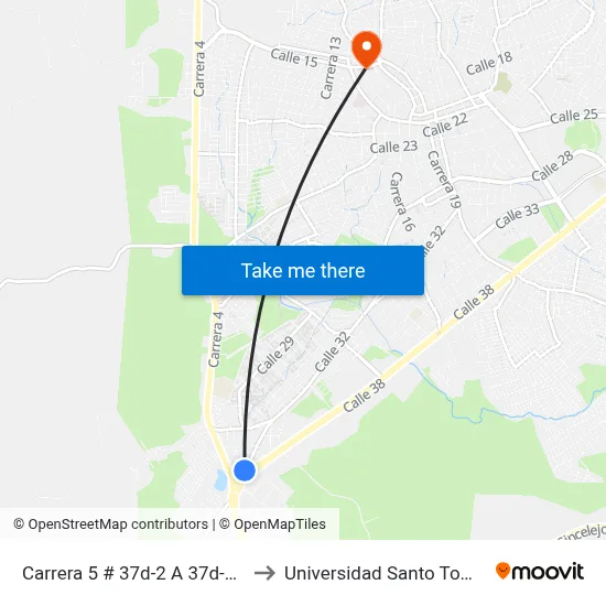 Carrera 5 # 37d-2 A 37d-100 to Universidad Santo Tomas map