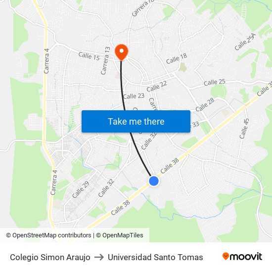 Colegio Simon Araujo to Universidad Santo Tomas map