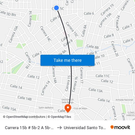 Carrera 15b # 5b-2 A 5b-100 to Universidad Santo Tomas map