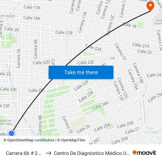 Carrera 6b # 24cbis-2 A 24cbis-100 to Centro De Diagnóstico Médico Universidad De Sucre Sede Puerta Blanca map