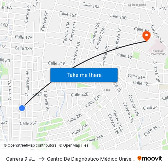 Carrera 9 # 23-1 A 23-99 to Centro De Diagnóstico Médico Universidad De Sucre Sede Puerta Blanca map